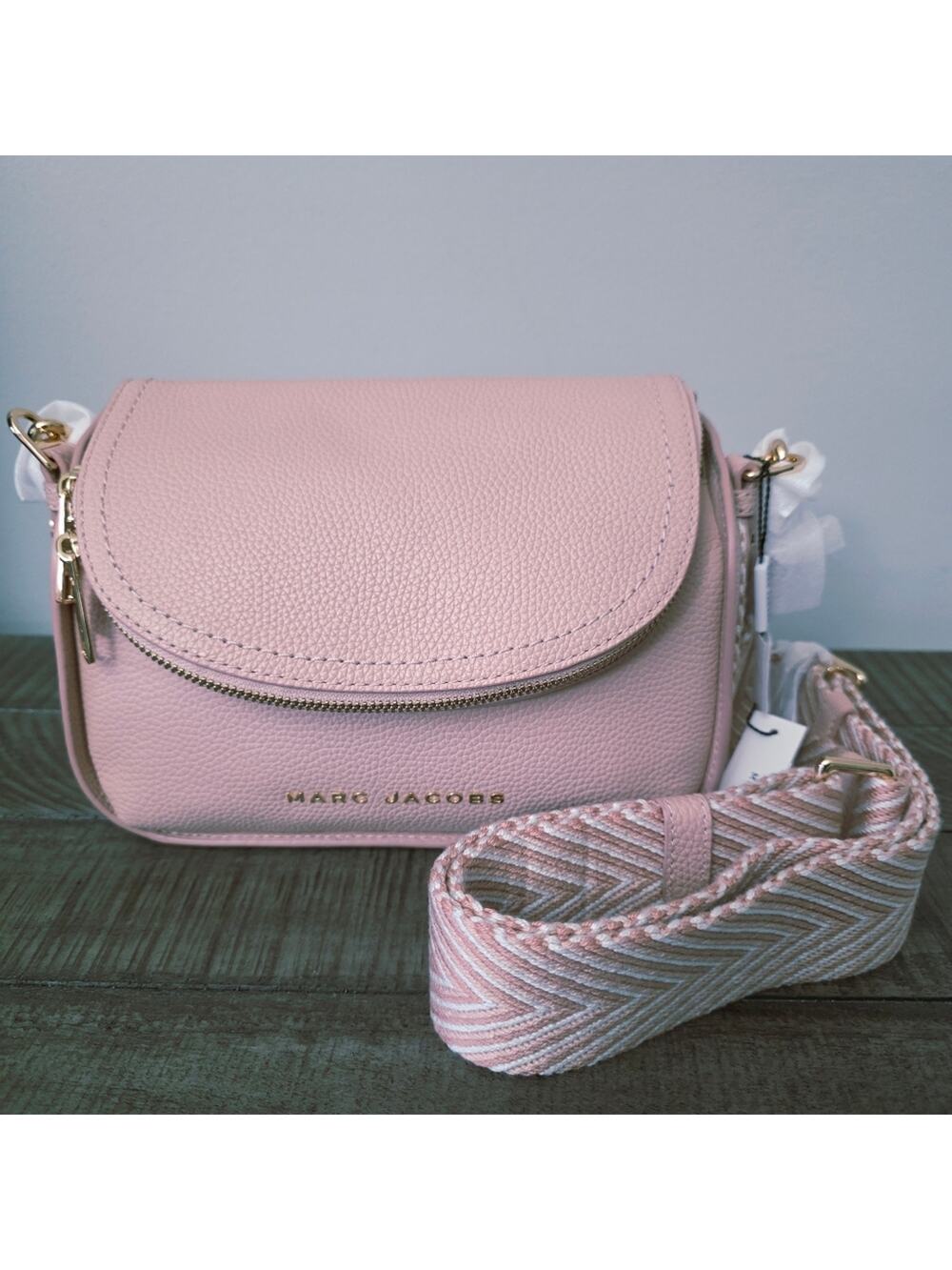 Marc Jacobs Groove 2.0 Webbing Mini Messenger Woven Strap Rose Pink Ne